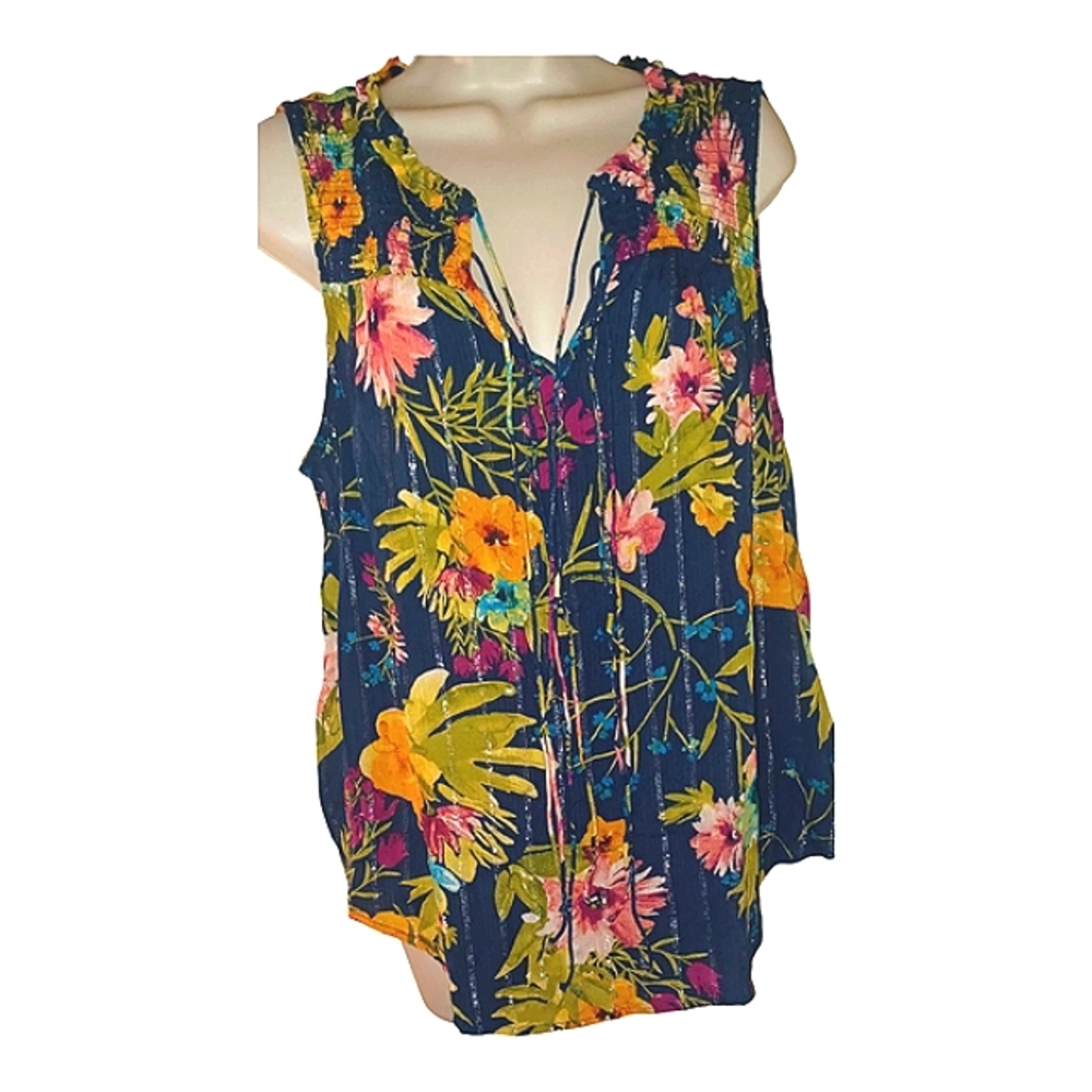 CULT OF DESIGN Floral Sleeveless Blouse - Multicolor EUC SIZE XLARGE